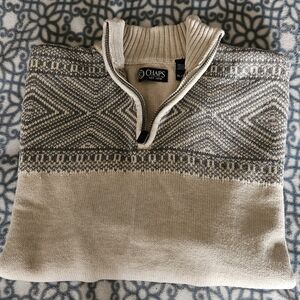 Mens XL Chaps Sweater. Quarter-zip. Aspen design. Cotton Knit